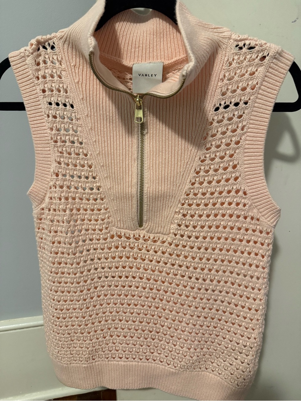 Varley Open Knit Half-Zip Sweater Vest – Size Small 100% Cotton - Picture 3 of 7